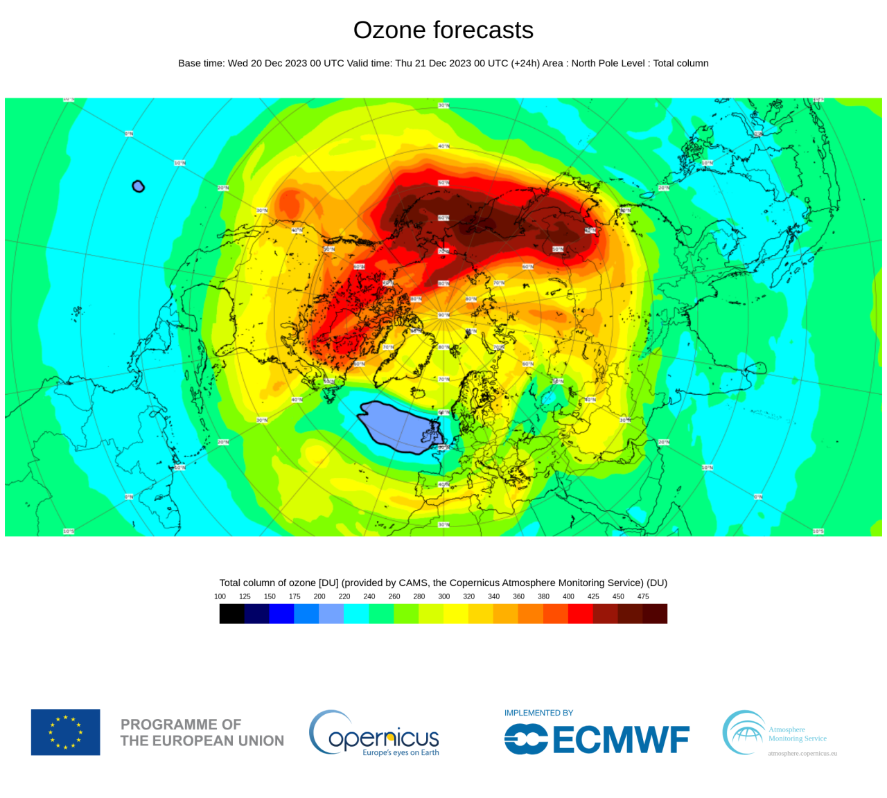 Notevole assottigliamento dello strato di ozono nella zona - fonte Copernicus