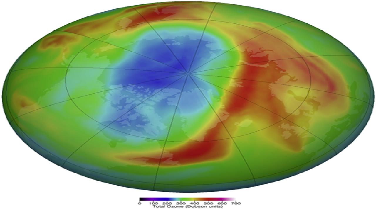 ozono stratosferico artico. fonte Nasa