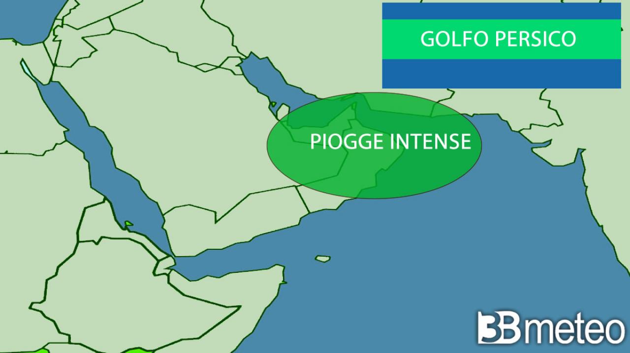 piogge intense sul Golfo Persico
