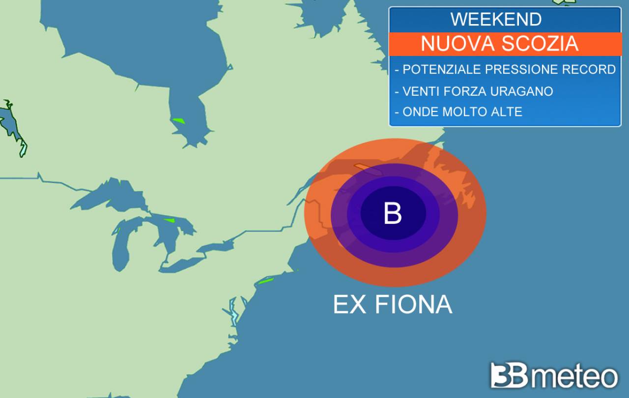 potente ciclone extratropicale sul Canada orientale