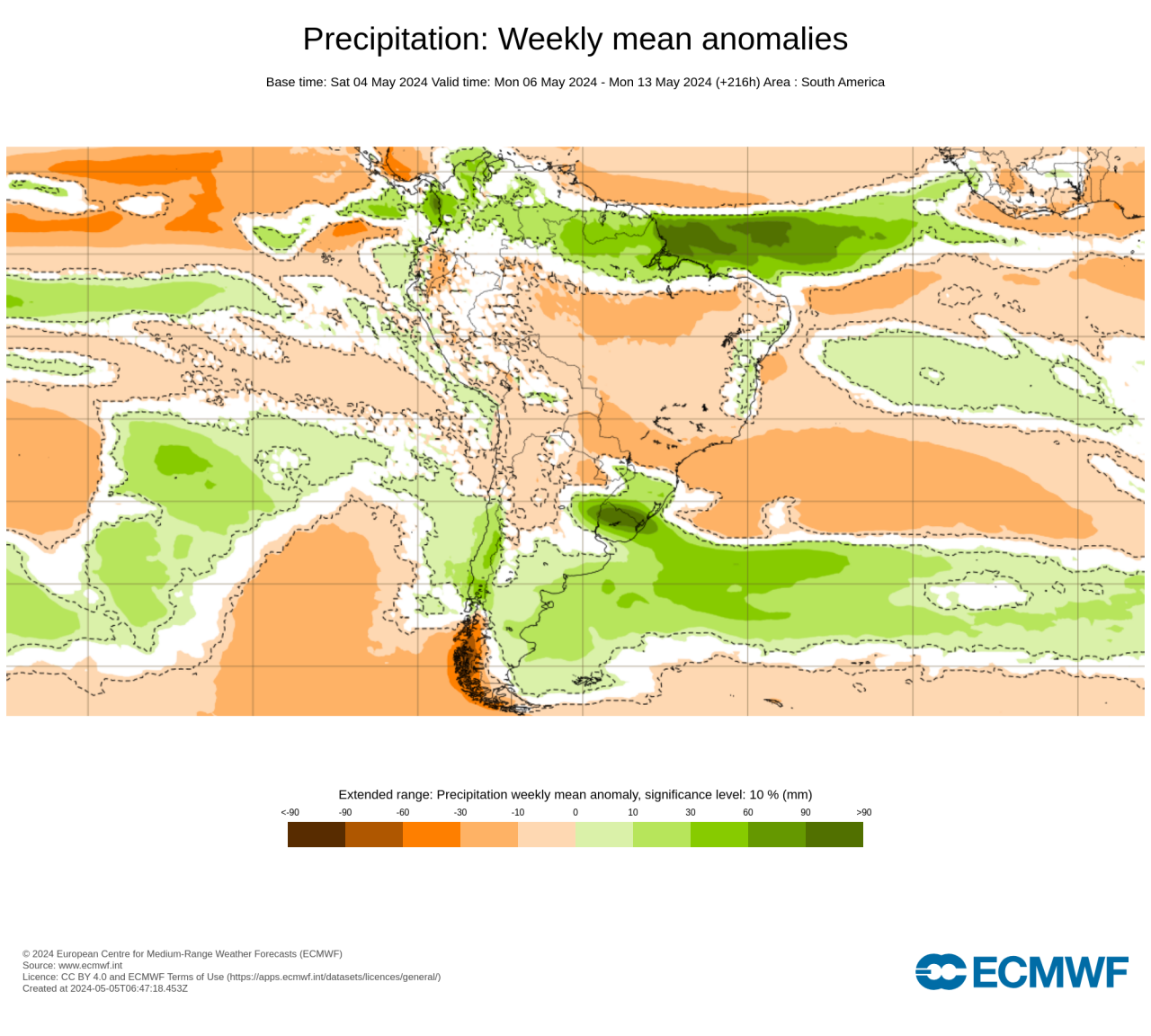 precipitazioni sopra media previste dal modello Ecmwf