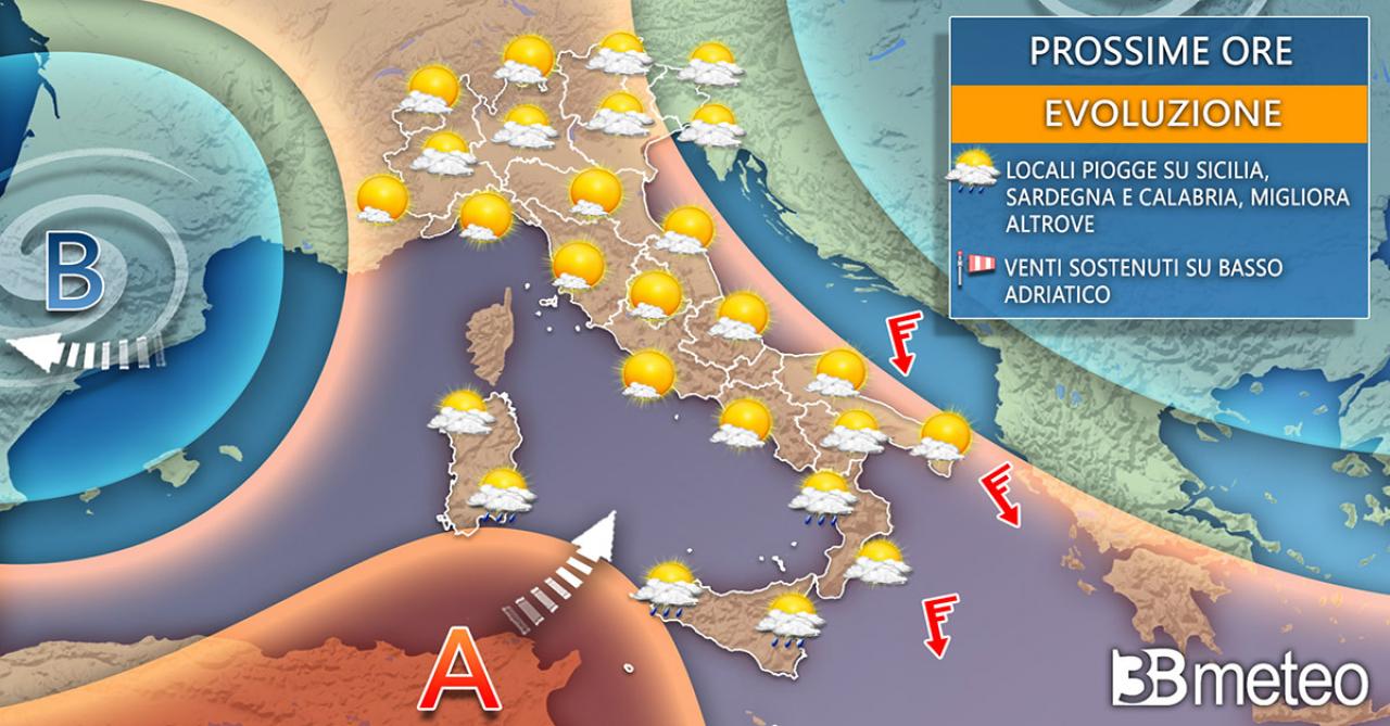 Prossime ore in Italia, rimonta anticiclonica