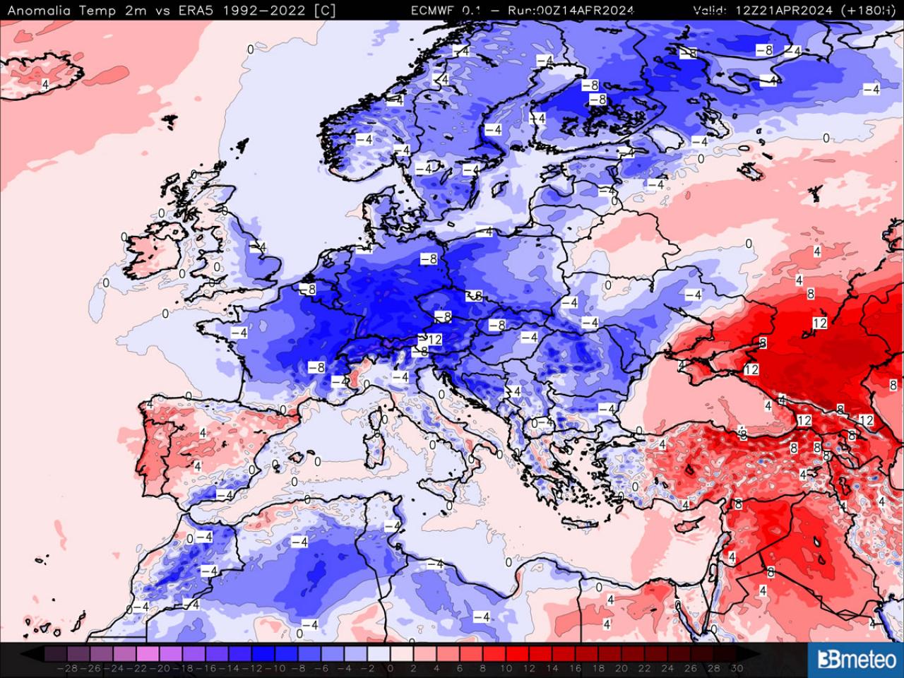 Meteorología – Comienza en Europa un largo período de temperaturas inferiores a la media tras el calor histórico de abril « 3B Meteo