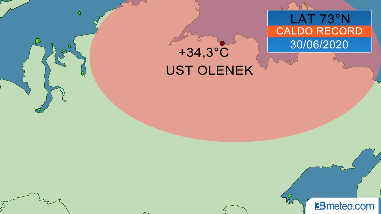 Sull'Artico russo raggiunti i 34°C