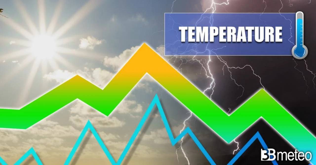 Meteo temperature - Da sopra media a sotto media per l'arrivo di nuovi temporali. Ecco i valori attesi