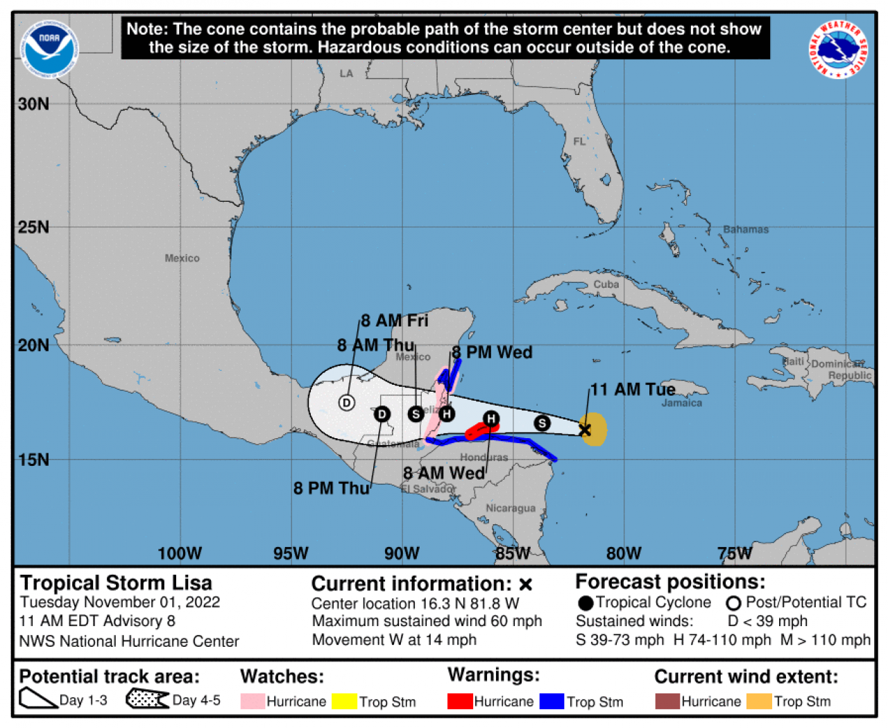 Tempesta Lisa - credit NHC/NOAA