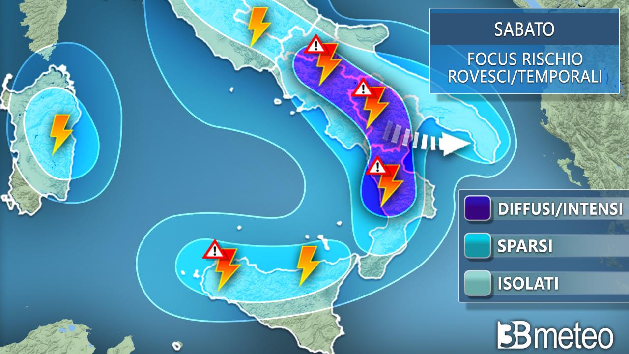 temporali sabato sud italia
