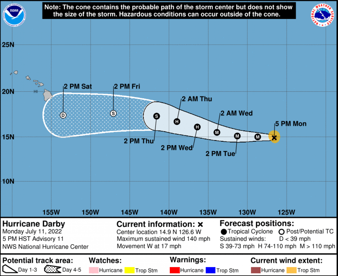 Uragano Darby - Credit: NOAA-NHC 