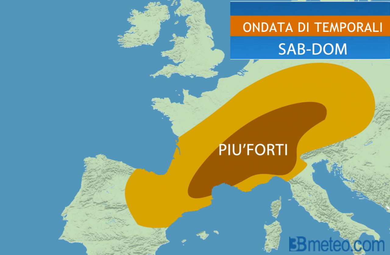 violenti temporali possibili in Europa tra sabato e domenica