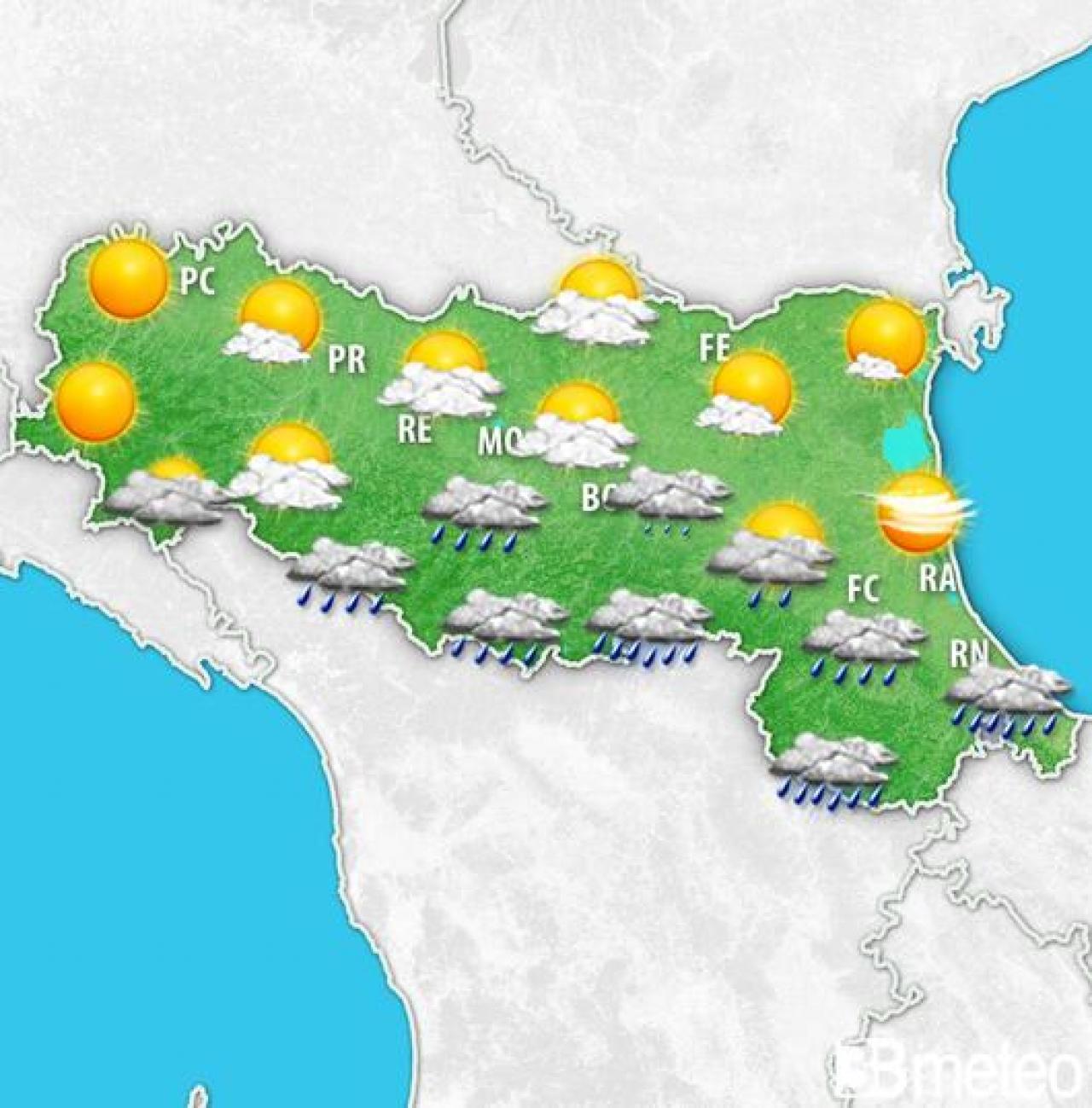 Weekend variabile in Emilia-Romagna, qualche pioggia