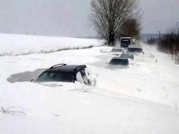 Auto semi-sepolte dalla neve nel nord della Serbia