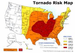 Mappa rischio tornado negli USA