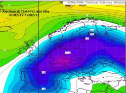 Ondata gelo 2012 anomalie temperatura ad 850 hPa