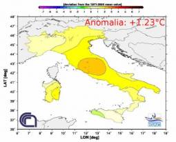 Anomalia termica complessiva per il mese di Giugno 2011