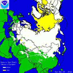 La copertura nevosa: praticvamente il 100% del suolo della russia sotto la neve