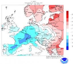 Le anomalie termiche in Europa nel periodo 19-25 Maggio