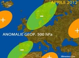 Anomalie di geopotenziale attese ad Aprile 2012