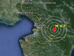 L'epicentro del terremoto della Slovenia