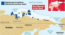 Schema della posizione delle maggior riserve di metano nella superficie marina