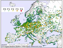 Tornado rilevati tra il 2000 ed il 2012 dal European Severe Storm Laboratory (ESSL)