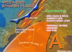 Spanish Plume: caldo al Sud, temporali al Nord