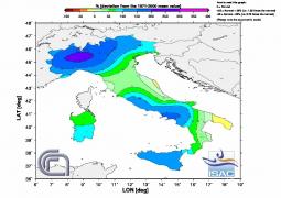 Piogge in Italia nel mese di Novembre 2010, abbondantemente sopra media quasi ovunque, colori dal verde al blu (fonte: ISAC-CNR)