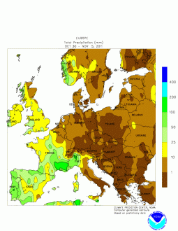 Precipitazioni Europa 30 Ottobre - 5 Novembre