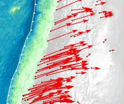 Misure Gps lungo la faglia che ha causato il terremoto in Cile nel febbraio 2010 (fonte:GFZ)