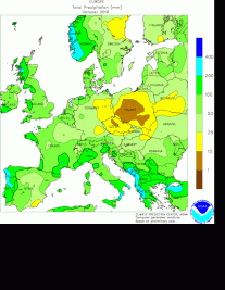 Quantitativi pluviometrici totali in Europa per il mese di Ottobre (fonte NOAA)