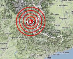 l'area interessata dal sisma in Francia