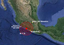 l'epicentro del terremoto in Messico