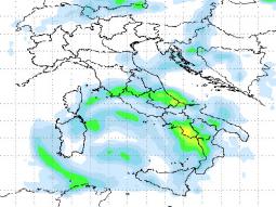 Le precipitazioni attese la notte del 25 Aprile secondo il modello ECMWF per 3bmeteo