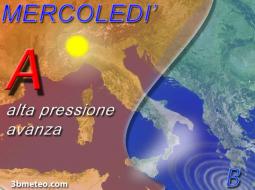 Previsioni Mercoledì: l'alta pressione si riprende l'Italia