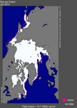 Estensione ghiaccio artico aggiornata al Gennaio 2014