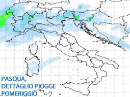 Le piogge previste per il pomeriggio di Pasqua secondo il modello ECMWF per 3bmeteo