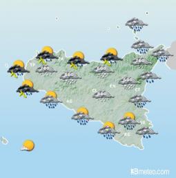Il tempo atteso sulla Sicilia mercoledì pomeriggio