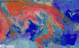 Il vortice a falsi colori visti dall'occhio del nostro satellite