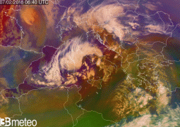 Il vortice ciclonico in azione sull'Italia
