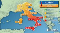 Meteo Temperature - Italia ancora spaccata tra valori estivi al Sud e quasi autunnali al Nord. Mappe