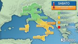 Mete Temperature - Italia divisa tra valori semi estivi al Sud e quasi autunnali al Nord. Mappe