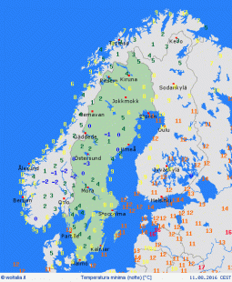 Temperature minime in Scandinavia. Fonte: www.woitalia.it