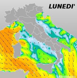 Venti previsti Lunedì sui mari italiani