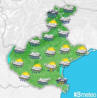 Meteo Veneto - Breve fase soleggiata e mite. Tornano piogge e temporali a inizio maggio