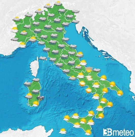 Il tempo previsto per la giornata di domani