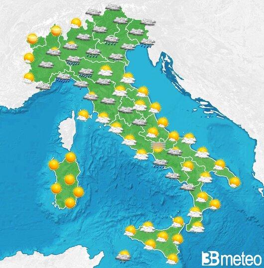 Il tempo previsto per la giornata di domani
