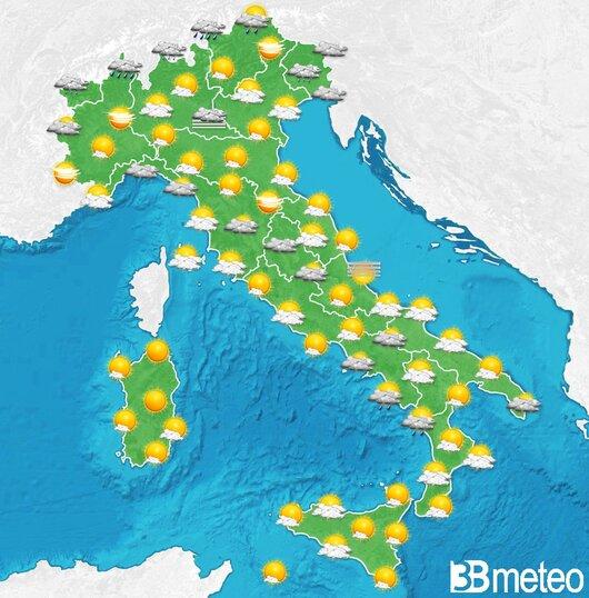 Il tempo previsto per la giornata di dopodomani