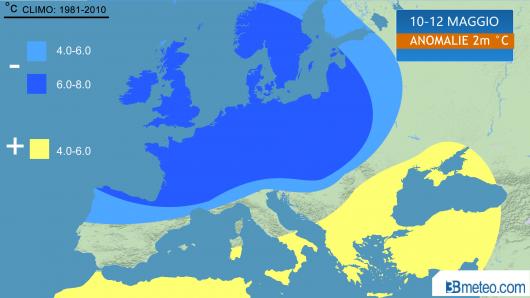 10-12 maggio: anomalie termiche attese in Europa