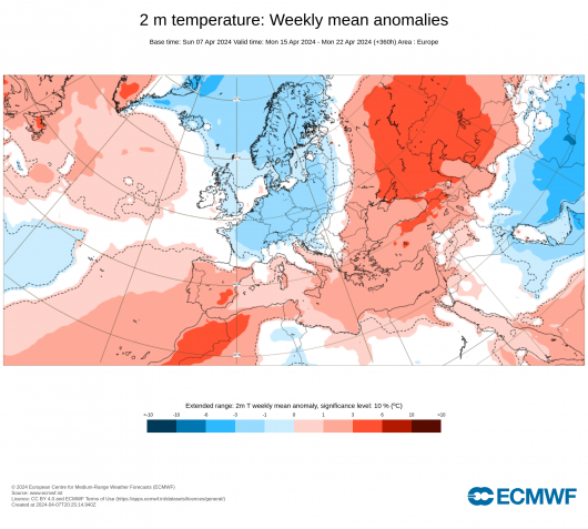 15-22 gennaio: anomalie temperature secondo ecmwf