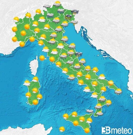 Il tempo previsto per la giornata di domani