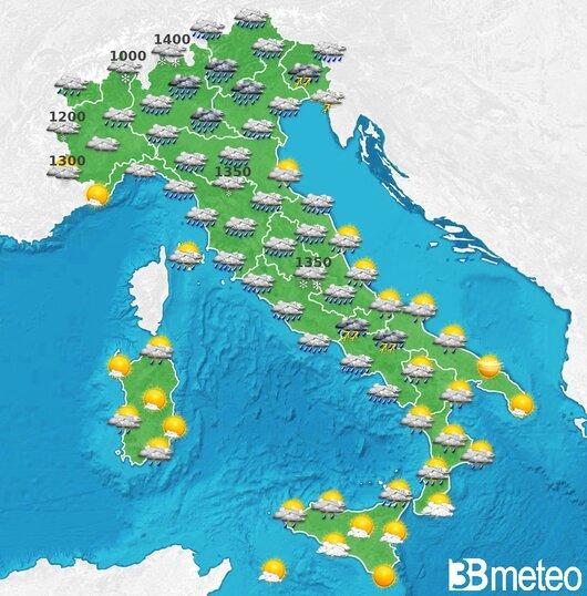 Il tempo previsto per la giornata di dopodomani